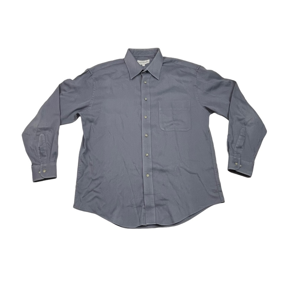Yves Saint Laurent mens blue button up long sleeve dress shirt